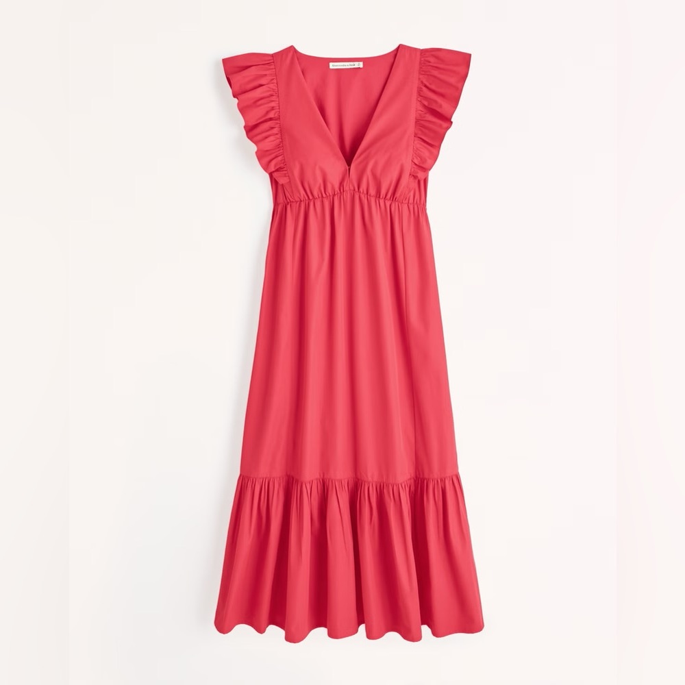 Abercrombie & Fitch Flutter Sleeve Tiered Midi Dr… - image 2
